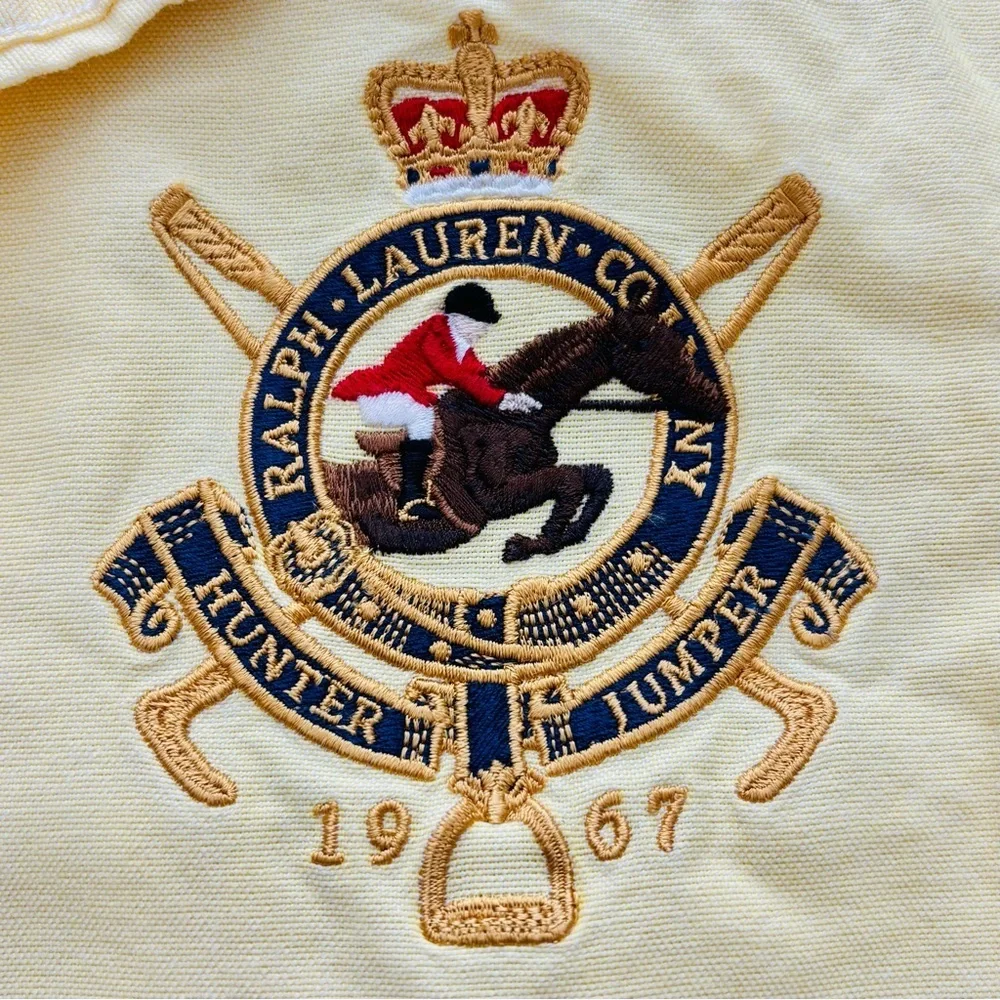 Ralph Lauren Yellow Embroidered Crest Button-Down Girls Kids Shirt size 7